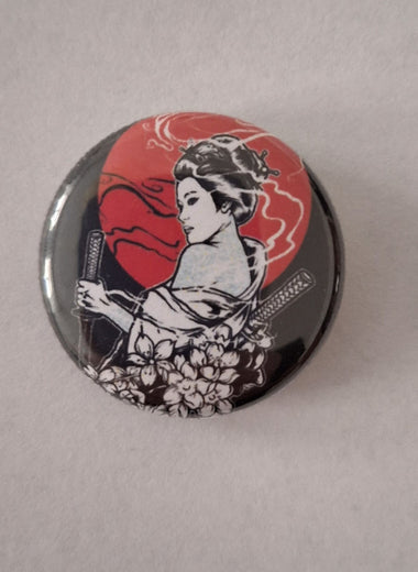 Japan Geisha Button with safety pin 25mm