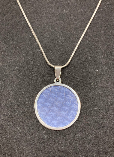 Necklace blue salmon leather/stainless steel